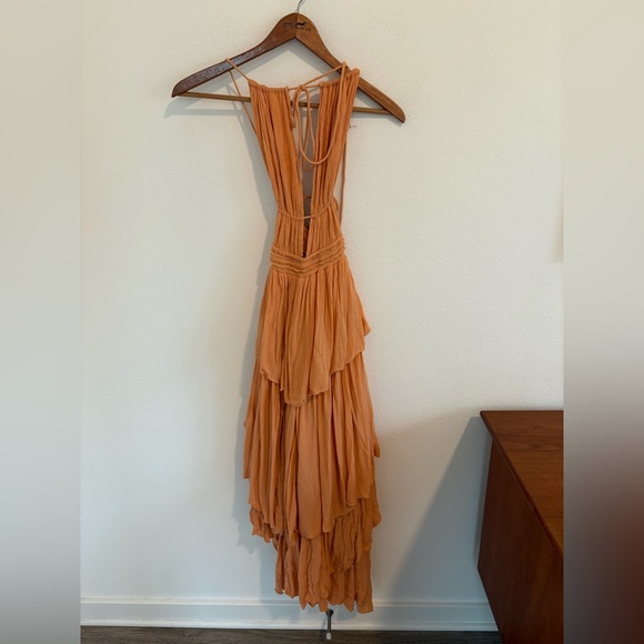 Free People Drop Dead Beauty Tiered Maxi Dress XS Orange - Picture 4 of 11